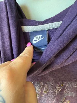 Nike Women’s Purple Funnel Neck Hoodie Sweatshirt Small Pullover Graphic thumbnail 3
