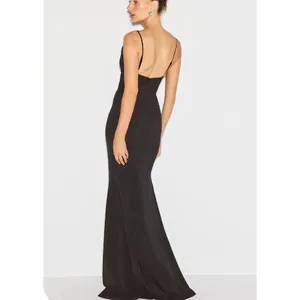 Dress The Population Black Gown MEDIUM Maxi Cowl Mermaid Formal Designer $200 thumbnail 3
