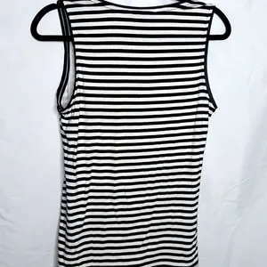 White House Black Market Womens Size Medium Black White Sequin Strip Tank Top thumbnail 4