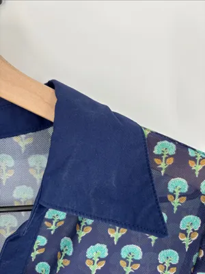 Maeve blue small smocked sheer top thumbnail 3