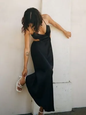 Zara Effect cutout Satin midi Slip Dress thumbnail 2