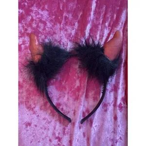 Red Black Devil Costume Set Halloween Cosplay Tail Horns Sleeves Character Kit thumbnail 2