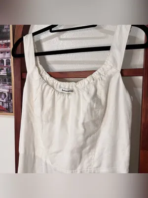 Reformation 100% linen sleeveless midi dress corset tie back white thumbnail 4