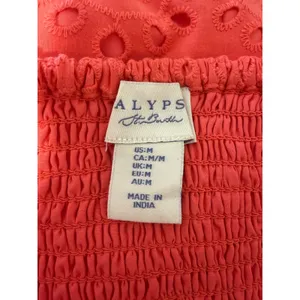 Calypso St.‎ Barth Womens Coral Eyelet Lace 2 Piece Set Crop Top Midi Skirt M thumbnail 3