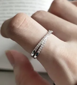Grogeous Micro Pave Cross Ring Silver thumbnail 1