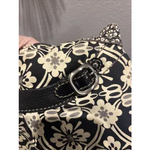 FOSSIL Vintage Women's Shoulder Bag Purse‎ ~HOBO~Black And Cream~Quilted~Floral thumbnail 3