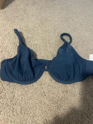 Abercrombie Ribbed Underwire Bikini top in Navy Blue thumbnail 7
