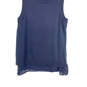 Banana Republic Women’s L Navy Sleeveless Top Knit Silk Blend Layered Hem NWT thumbnail 3