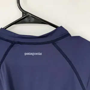 Patagonia‎ Micro Swell Rashguard Short Sleeve Navy Lilac UPF Sun Protection Lg thumbnail 9