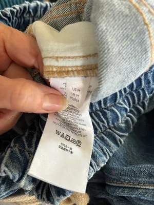 We The Free Arcadia Denim Harem Pants Jeans Blue Sz M Drawstring Relaxed Baggy thumbnail 8