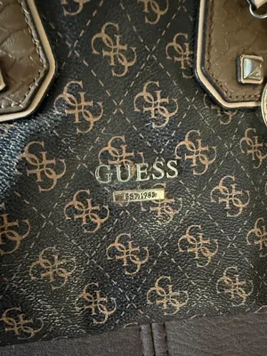 Vintage 2000s GUESS Brown &Tan Monogram Handbag/Shoulder Bag with Chain Detail thumbnail 3