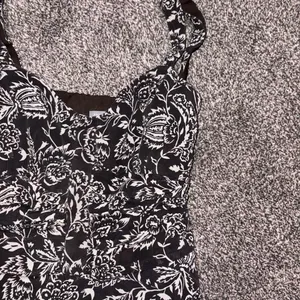 Ann Taylor Floral Ruffle Strap Tank Top Brown White Cinched Waist Boho Size 8 thumbnail 6