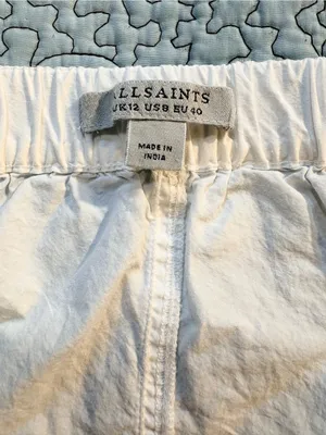 💥AllSaints Barbara White Cargo Parachute Pants Utility Drawstring Hem Sz 8🧡 thumbnail 11