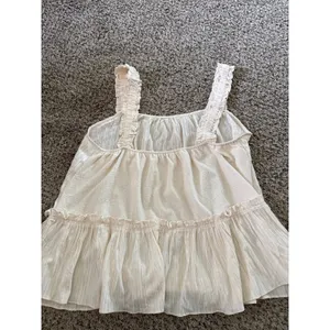 Black Tape Women's Ivory Cream‎ Textured Ruffled Tank top Size 2X thumbnail 5