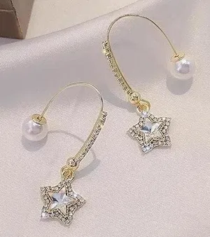 Crystal Star Pearl Drop Earrings thumbnail 6