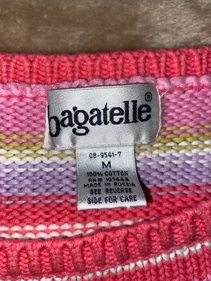 bagatelle Coral and Pink Striped V‑Neck Sleeveless Sweater thumbnail 2