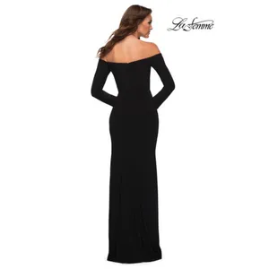 NWT La Femme 29377 Black Long Sleeve Off Shoulder Maxi Dress‎ Sz 6 $378 thumbnail 2