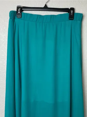Bnwt! Alya Flowing Teal Maxi Chiffon Skirt with Elastic Waistband Size M thumbnail 2