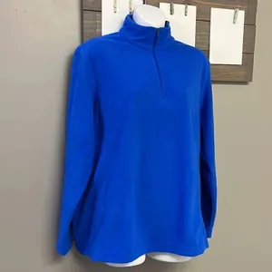 Land’s End Royal Blue 1/4 Zip Long Sleeve Mock Neck Fleece Pullover-Lrg/P 14-16 thumbnail 3