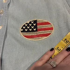 Vintage DISNEY Mickey MOUSE Denim Button Womens M USA Sleeveless Embroidered thumbnail 5