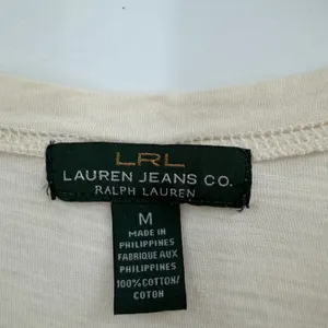 Lauren Ralph‎ Lauren Henley Top Women M Cream Roll Tab Sleeve Coastal Minimalist thumbnail 4