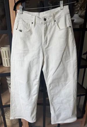 MLB Yankees jeans embroidered barrel wide leg mid rise baggy baseball new york thumbnail 1
