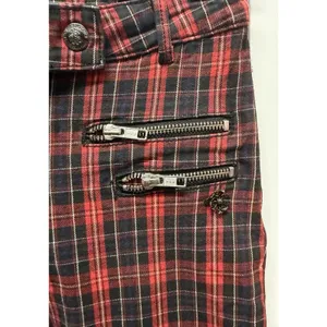 Maison Scotch Red Plaid Punk Goth Biker Skinny Pants Women's Size 27 Soda S&S thumbnail 5