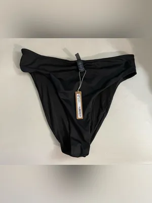 Skims Mid Waist Onyx Black Bikini Swim Bottoms Size L thumbnail 3