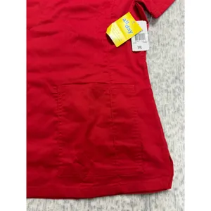 All Day by Landau Womens Red V-Neck Scrub Top Short‎ Sleeve Pockets 4143 SML NEW thumbnail 5