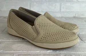Dansko‎ 40 Loafer Slip On Sneaker Womens 9.5 10 Beige Perforated Nubuck Leather thumbnail 1