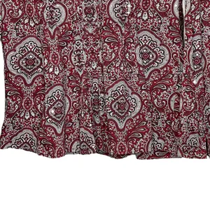 Talbots Blouse Size Small Burgundy White Floral With Sequin‎ 100% Cotton Womens thumbnail 4