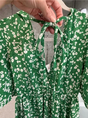 Amazon Green Floral Midi Dress with White Daisy Print thumbnail 3