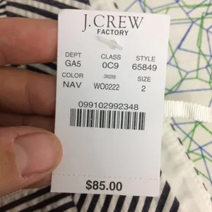 J. Crew Factory NWT $85 The Pencil Skirt in Navy & White Stripe Searsucker Sz 2 thumbnail 8