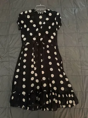 Vintage Sandra Darren black polka dot dress with ruffles Size: 10 #polkadot thumbnail 1