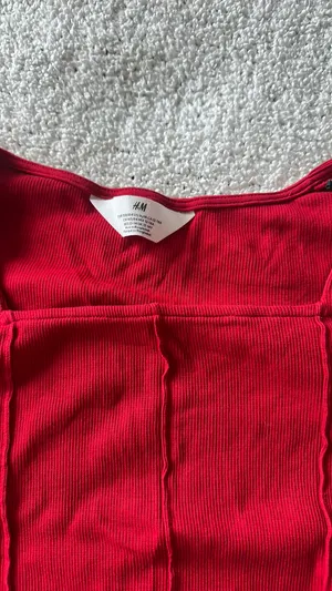 H&M Red Ribbed Long Sleeve Top thumbnail 2