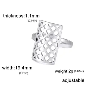 Solid Statement Ring White Gold Plated Sterling Adjustable‎ Lattice Wide Band thumbnail 6