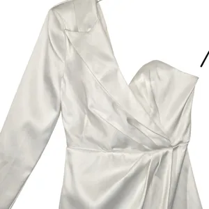 NBD White Satin One Shoulder Long Sleeve Mini Dress Asymmetrical Bridal Sz S NEW thumbnail 5