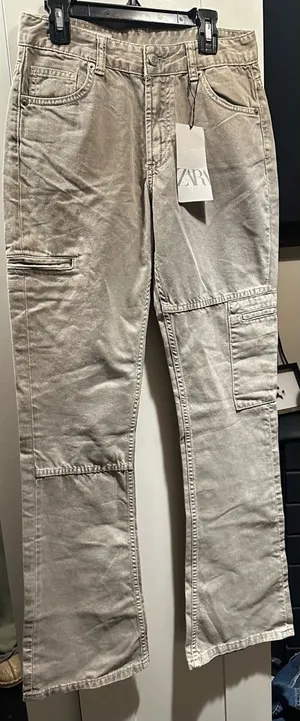 NWT ZARA Cargo Jeans thumbnail 1