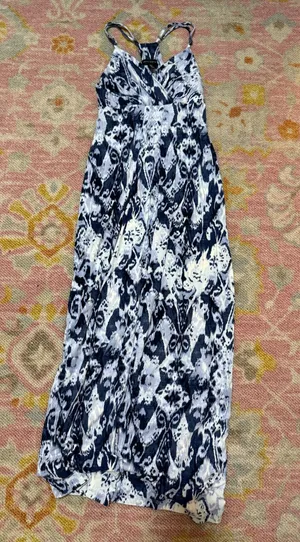 Blue and White Stretch Maxi Dress thumbnail 1