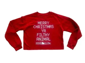 Home Alone 'Merry Christmas Ya Filthy‎ Animal' Medium Red Crop long sleeve thumbnail 1