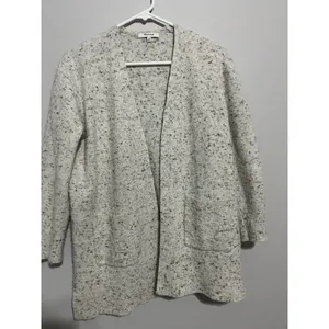 Madewell Donegal Kent Cardigan Sweater Medium Wool Blend Long Coziest Yarn Cream thumbnail 2