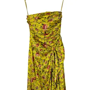Cinq à Sept Dress Size 0 Provence Katz Floral Back Zip Yellow Satin Finish thumbnail 7