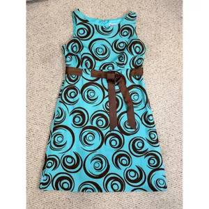 Y2K 2000s Turquoise Brown Swirl A-Line Dress Jessica Howard NWT 10 thumbnail 3