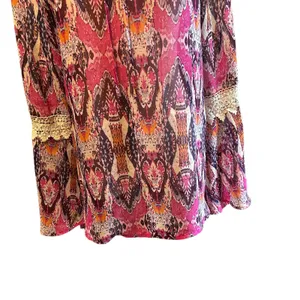 COMO Vintage Top Blouse Tunic SZ L Multicolor Sheer Crochet Bell Sleeves Boho thumbnail 4