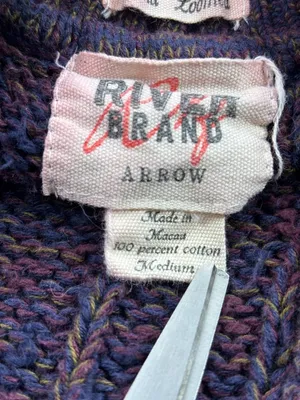 River Brand Arrow Cardigan Sweater Womens Medium Purple Chunky Knit Long Sleeve thumbnail 9