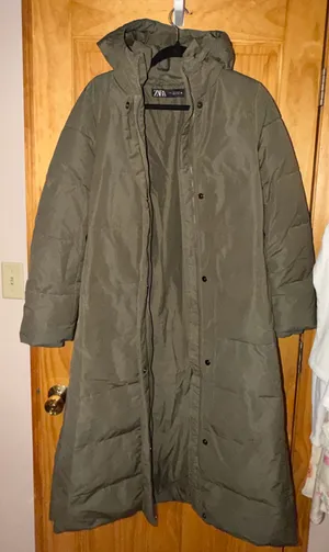 ZARA Green Parka Coat thumbnail 1