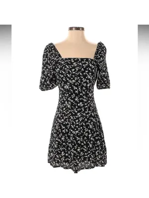 & other stories Black Floral Square-Neck Mini Dress thumbnail 4
