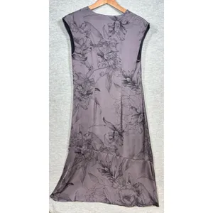 Zara Basic Dress S Purple Floral Print Sleeveless‎ V Neck Midi Fairy thumbnail 4
