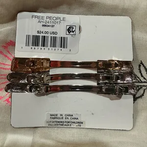 NWT FREE PEOPLE Calling You Barrettes Set Of 3 - Mixed Metal Combo thumbnail 5