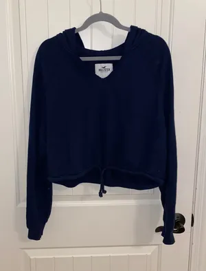Hollister Cropped Navy Hoodie thumbnail 1